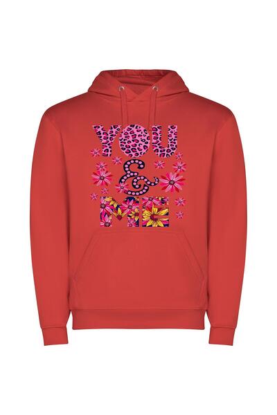 iLovePrints Floral Adobe Affair Φούτερ με κουκούλα σε χρώμα Κόκκινο