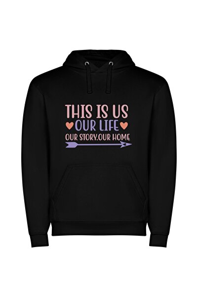 iLovePrints Our True Home Story Φούτερ με κουκούλα σε χρώμα Μαύρο