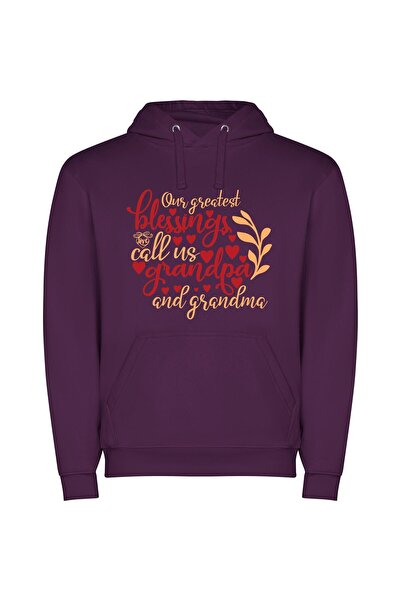 iLovePrints Blessed Grandparents: A Graceful Portrait Φούτερ με κουκούλα σε χ...