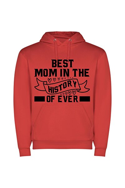 iLovePrints Unmatched Supermom in History Φούτερ με κουκούλα σε χρώμα Κόκκινο