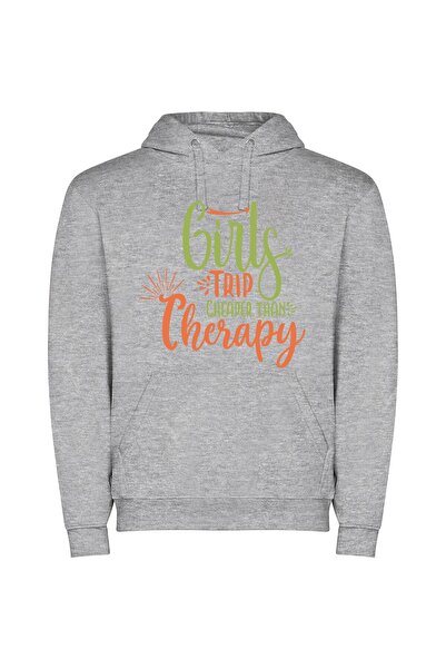 iLovePrints Budget Bliss: Girls Roadtrip Φούτερ με κουκούλα σε χρώμα Γκρι