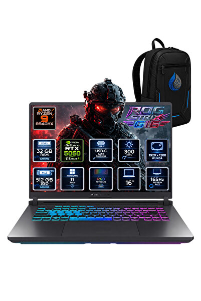 ASUS ROG Strix G16 AMD Ryzen 9 8940HX 32 GB DDR5 512 GB SSD RTX 5050 8GB 16''...