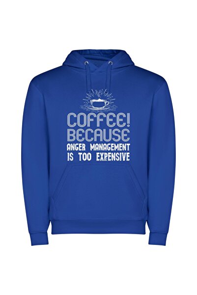 iLovePrints Revive with Infinite Coffee Φούτερ με κουκούλα σε χρώμα Μπλε