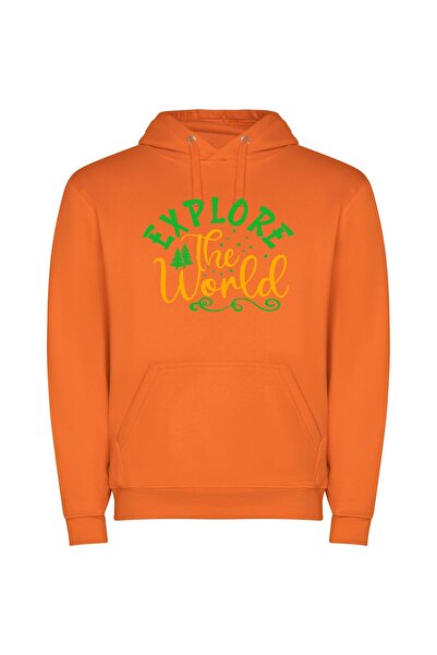 iLovePrints World Explorer's Tree Φούτερ με κουκούλα σε χρώμα Πορτοκαλί