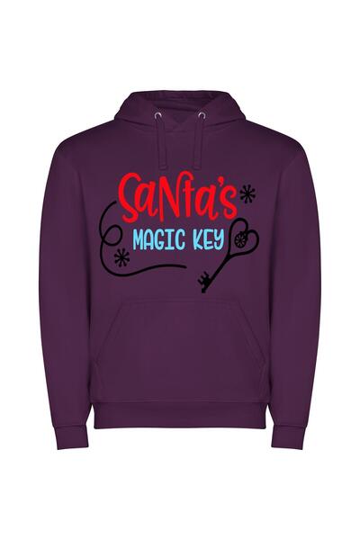 iLovePrints Enchanting Santa's Magic Key Φούτερ με κουκούλα σε χρώμα Μωβ