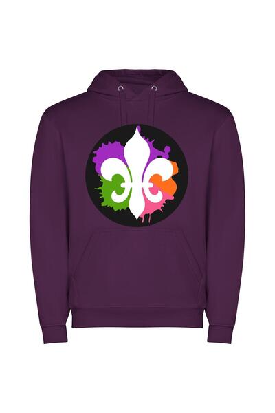 iLovePrints Mardi Ink: Color Splash Φούτερ με κουκούλα σε χρώμα Μωβ