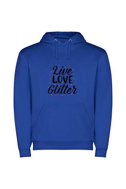 iLovePrints Glamour in Glitter Land Φούτερ με κουκούλα σε χρώμα Μπλε