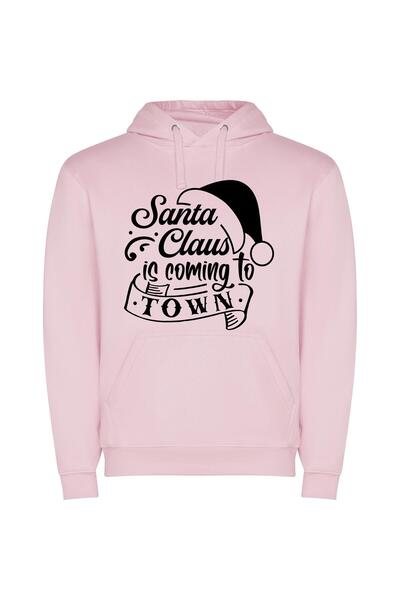 iLovePrints Festive Santa SVG Art Φούτερ με κουκούλα σε χρώμα Ροζ