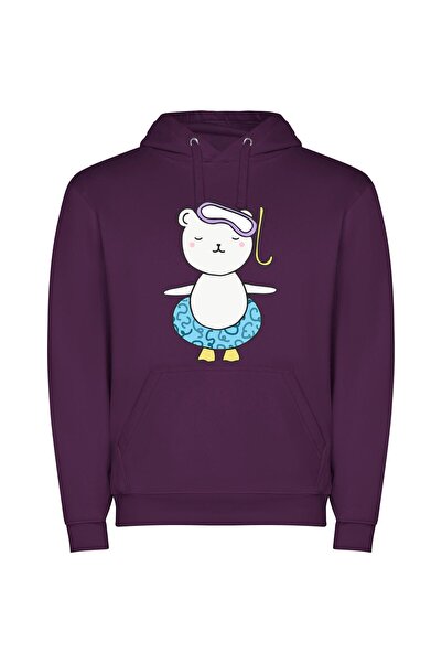 iLovePrints Dancing Water Bear Fiesta Φούτερ με κουκούλα σε χρώμα Μωβ