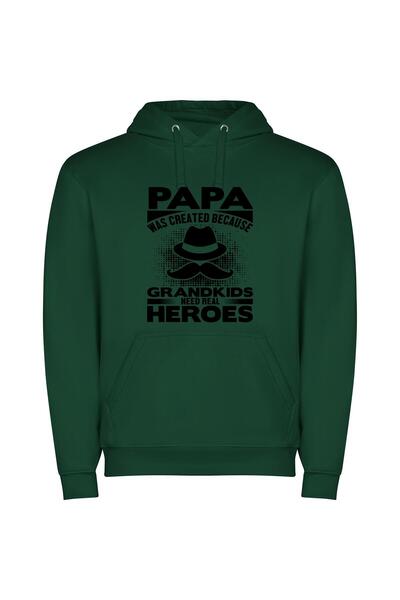 iLovePrints Real Heroic Grandpa Φούτερ με κουκούλα σε χρώμα Πράσινο