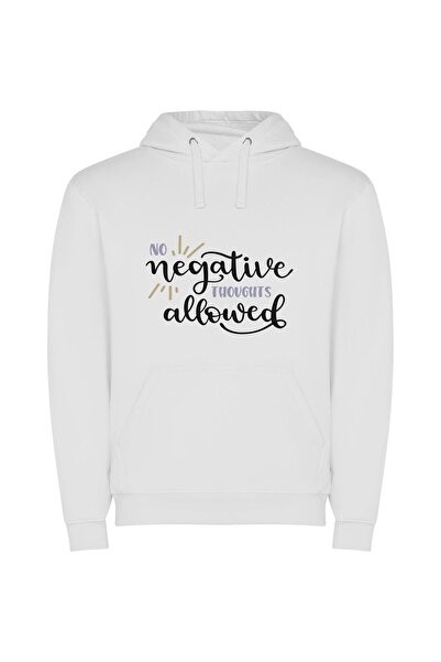 iLovePrints Positivity Only: No Negatives Φούτερ με κουκούλα σε χρώμα Λευκό