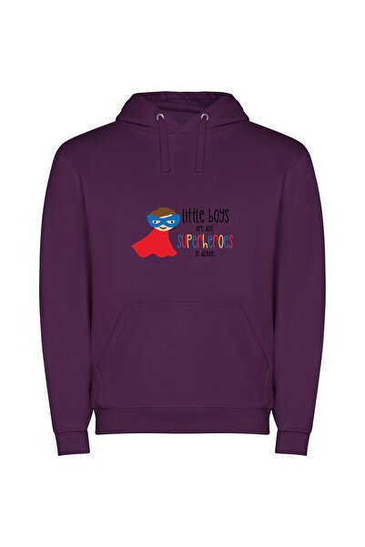 iLovePrints Colorful Hero Boy Φούτερ με κουκούλα σε χρώμα Μωβ