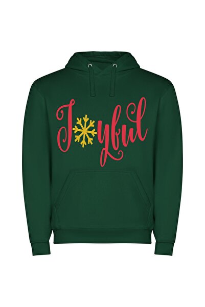 iLovePrints Joyful Snowflake Elegance Φούτερ με κουκούλα σε χρώμα Πράσινο