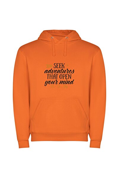 iLovePrints Mind's Odyssey: Seek Ventures Φούτερ με κουκούλα σε χρώμα Πορτοκαλί