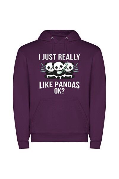 iLovePrints Panda Tower: A Bamboo masterpiece Φούτερ με κουκούλα σε χρώμα Μωβ