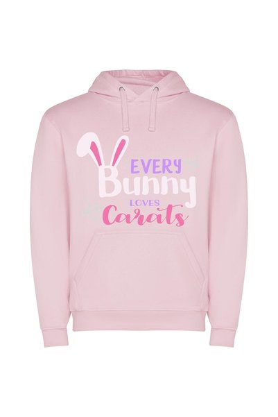 iLovePrints Pink Carat Bunny Ears Φούτερ με κουκούλα σε χρώμα Ροζ