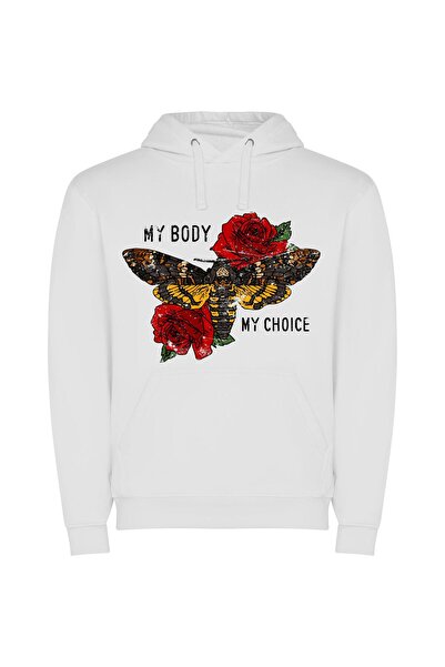iLovePrints Enchanting Moth: Vibrant Tattoo Φούτερ με κουκούλα σε χρώμα Λευκό