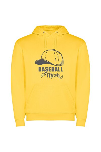 iLovePrints Mom's Batting Style Φούτερ με κουκούλα σε χρώμα Κίτρινο