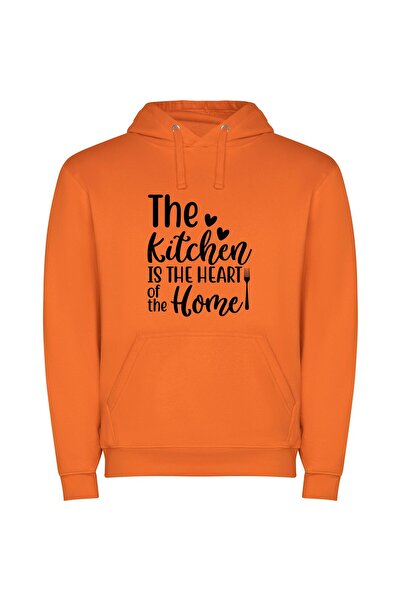 iLovePrints Heart of Home Cuisine Φούτερ με κουκούλα σε χρώμα Πορτοκαλί