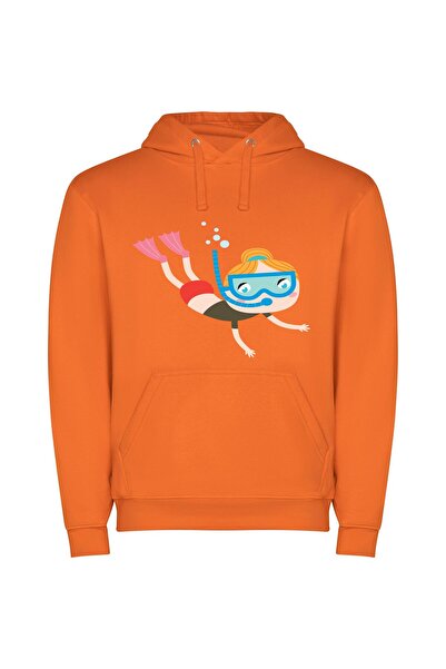 iLovePrints Deep Sea Explorer Φούτερ με κουκούλα σε χρώμα Πορτοκαλί