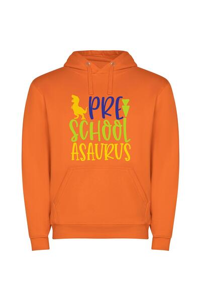iLovePrints Prehistoric Pre-School Logo Φούτερ με κουκούλα σε χρώμα Πορτοκαλί