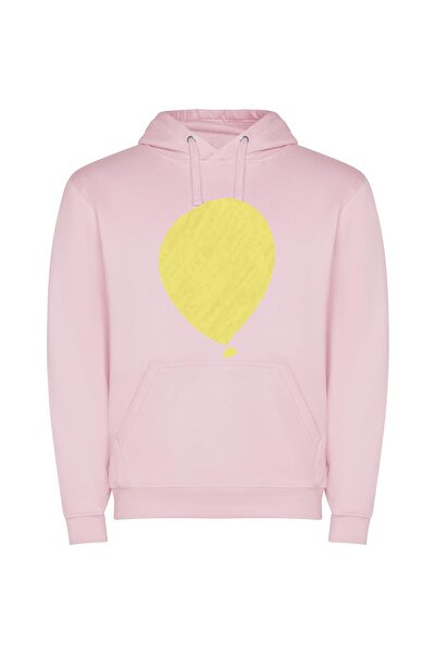 iLovePrints Gilded Yellow Balloon Beauty Φούτερ με κουκούλα σε χρώμα Ροζ
