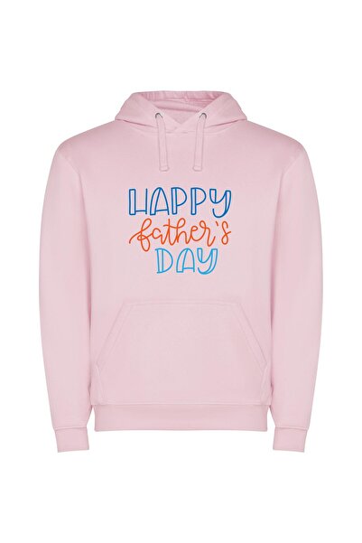 iLovePrints Beloved Dad, Happy Day Φούτερ με κουκούλα σε χρώμα Ροζ