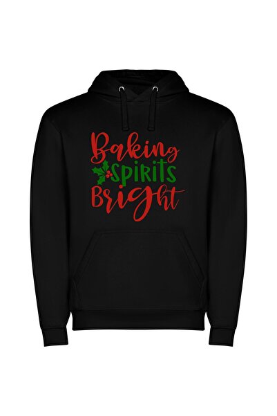 iLovePrints Twinkling Holiday Inspiration Φούτερ με κουκούλα σε χρώμα Μαύρο