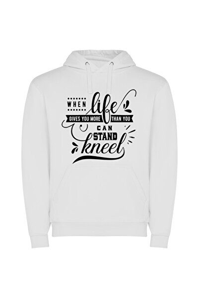 iLovePrints Kneel, Embrace True Life Φούτερ με κουκούλα σε χρώμα Λευκό