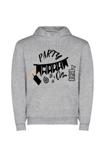 iLovePrints Chic Noir Party Glam Φούτερ με κουκούλα σε χρώμα Γκρι