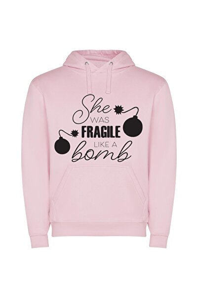 iLovePrints Fragile Bombshell Journey Φούτερ με κουκούλα σε χρώμα Ροζ