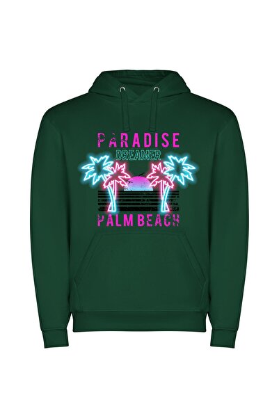 iLovePrints Tropical Dream Paradise Φούτερ με κουκούλα σε χρώμα Πράσινο