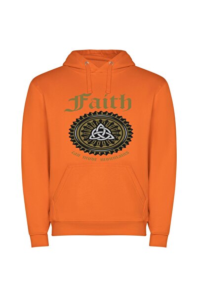 iLovePrints Gilded Occult Faith: Aesthetic Φούτερ με κουκούλα σε χρώμα Πορτοκαλί