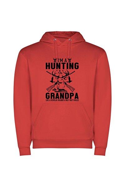 iLovePrints Grandpa, Hunting Legend Φούτερ με κουκούλα σε χρώμα Κόκκινο