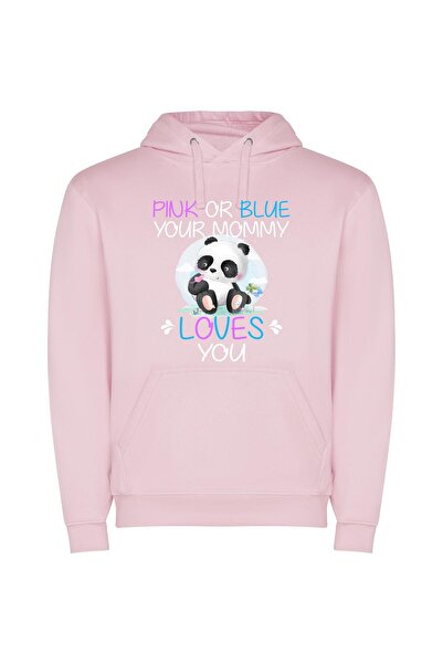 iLovePrints Panda Love in Colors Φούτερ με κουκούλα σε χρώμα Ροζ