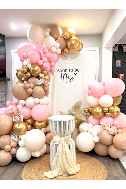 Çemrek Süs Parti مجموعة سلسلة بالونات من الكروم الذهبي الوردي والبيج، تتضمن 1...