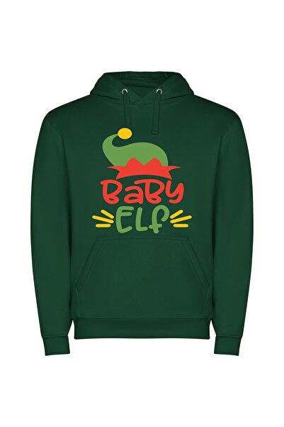 iLovePrints Merry Elf Baby Hat Φούτερ με κουκούλα σε χρώμα Πράσινο
