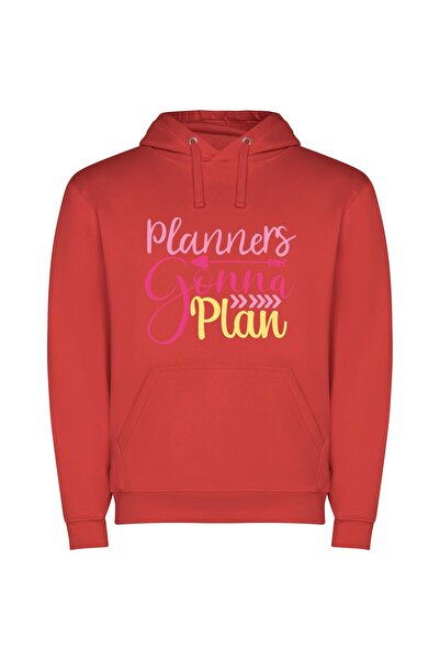 iLovePrints Colorful Planning Odyssey Φούτερ με κουκούλα σε χρώμα Κόκκινο
