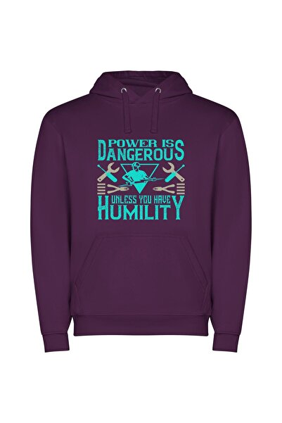 iLovePrints Power with Humble Grace Φούτερ με κουκούλα σε χρώμα Μωβ