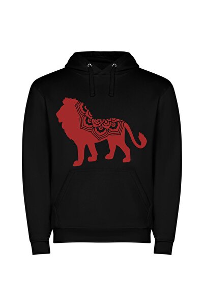 iLovePrints Fiery Mane Illustrator Portrait Φούτερ με κουκούλα σε χρώμα Μαύρο