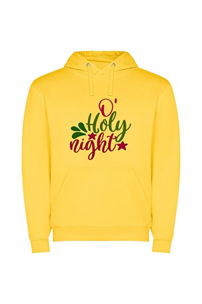 iLovePrints Merry Holly Night Spectacle Φούτερ με κουκούλα σε χρώμα Κίτρινο