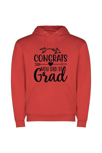 iLovePrints Victorious Graduation Achieved! Φούτερ με κουκούλα σε χρώμα Κόκκινο