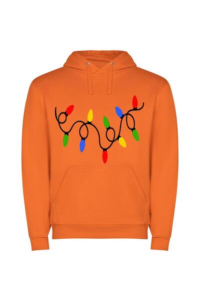 iLovePrints Radiant Festive Lasers Φούτερ με κουκούλα σε χρώμα Πορτοκαλί