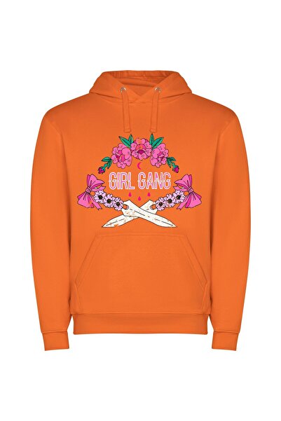 iLovePrints Blooming Noir Shears Φούτερ με κουκούλα σε χρώμα Πορτοκαλί