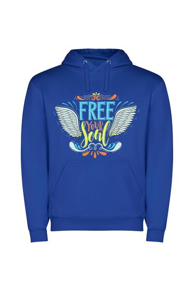 iLovePrints Ethereal Soul Freedom Φούτερ με κουκούλα σε χρώμα Μπλε