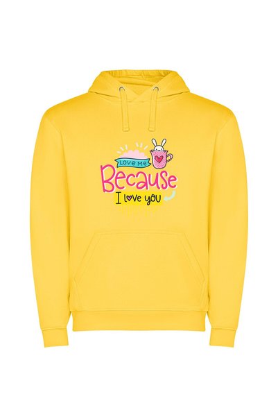 iLovePrints Love Bunny Cup Φούτερ με κουκούλα σε χρώμα Κίτρινο