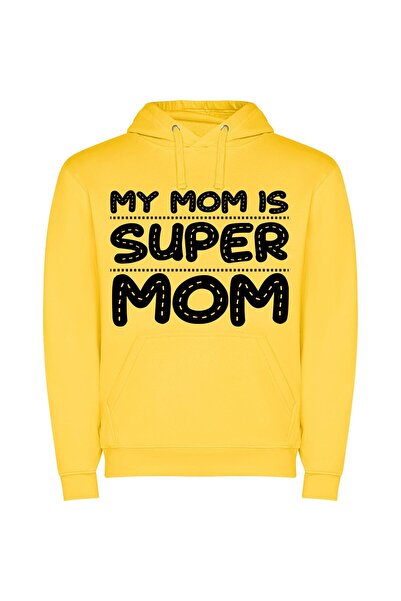 iLovePrints Supreme Mom: Super Realistic Φούτερ με κουκούλα σε χρώμα Κίτρινο