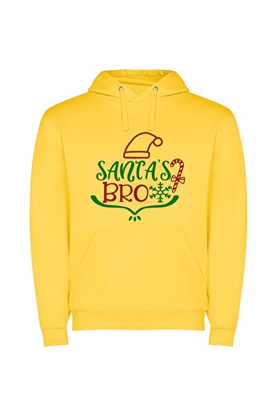 iLovePrints Jolly Santa's Candy Craze Φούτερ με κουκούλα σε χρώμα Κίτρινο