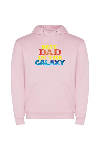 iLovePrints Galaxy's Greatest Dad Φούτερ με κουκούλα σε χρώμα Ροζ