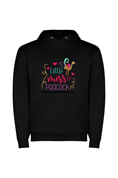 iLovePrints Precious Peacock Portrait Φούτερ με κουκούλα σε χρώμα Μαύρο